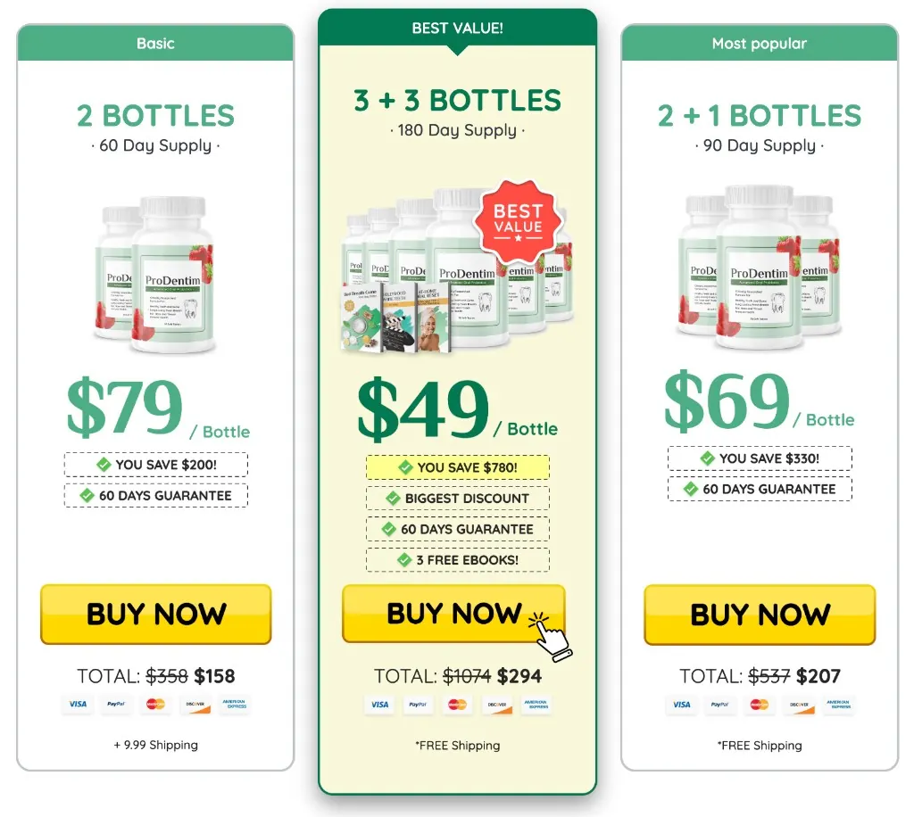 Buy ProDentim official packages 2 bottle 3 bottle 6 bottle supply
